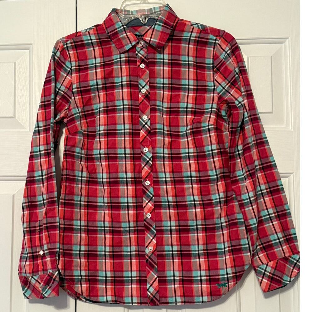 Talbots Plaid Button Up Long Sleeve Blouse, Size XS